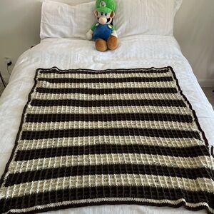 Thick double layered handmade Brown and Cream Blanket